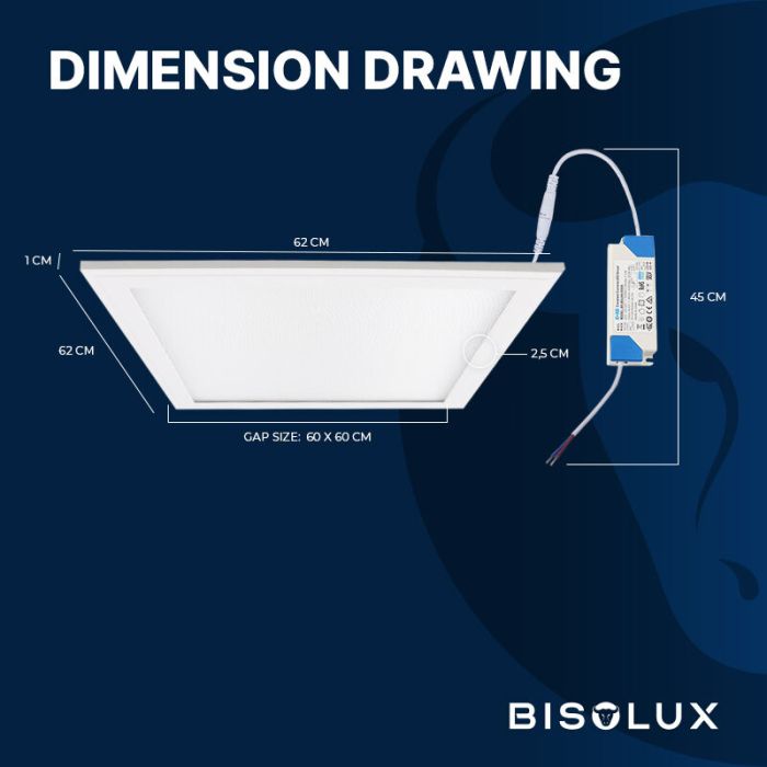 Panel LED 62x62 cm - Bisolux Master - 38W - 6000K