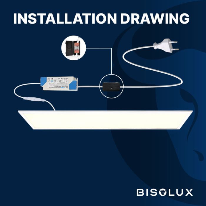 Panel LED 120x30 cm - Bisolux Master - 38W - 3000K