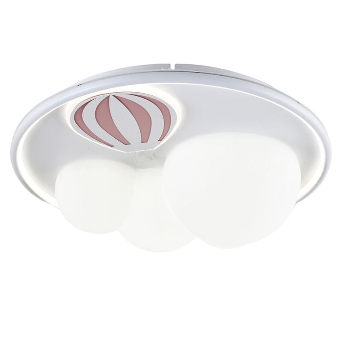 Lámpara de techo infantil rosa de metal, Balloon, 42W, 3000K LED, regulable en 3 pasos